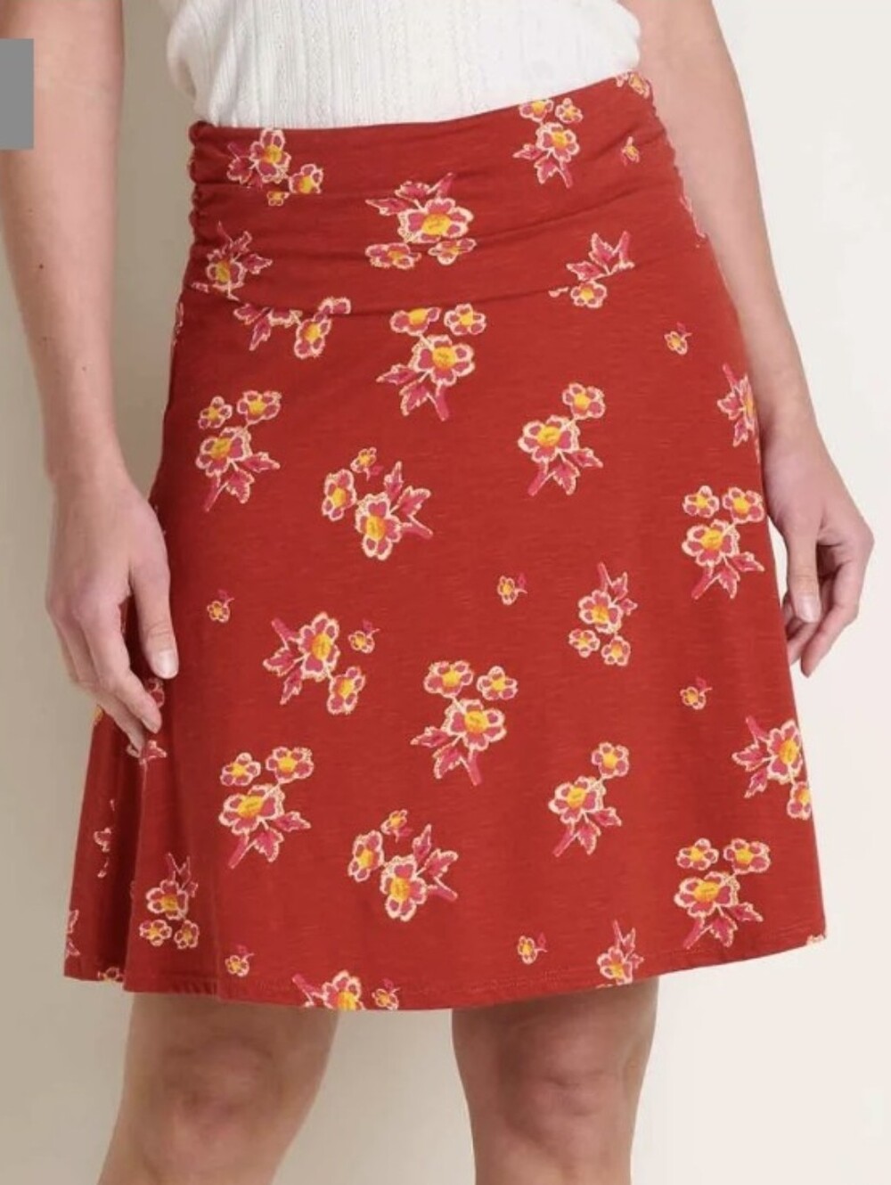 Toad&Co Chaka Skirt Medium Falcon Brown Tapestry Organic Cotton Tencel